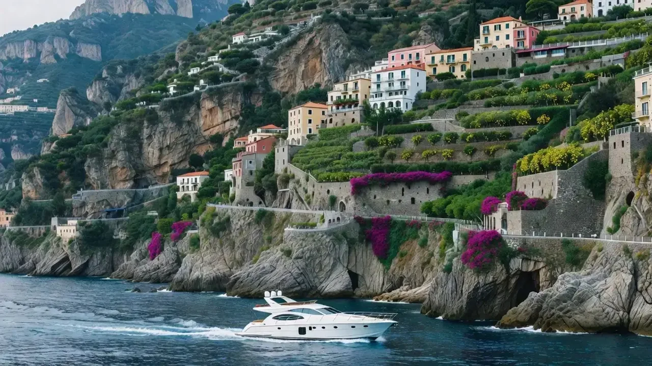 Smooth paved pedestrian promenade along Amalfi waterfront showing step-free walking access